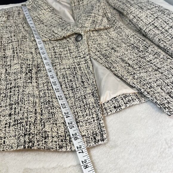 Coldwater Creek Cotton Blend Blazer Ivory Black Women’s 18 Tweed - Picture 7 of 9